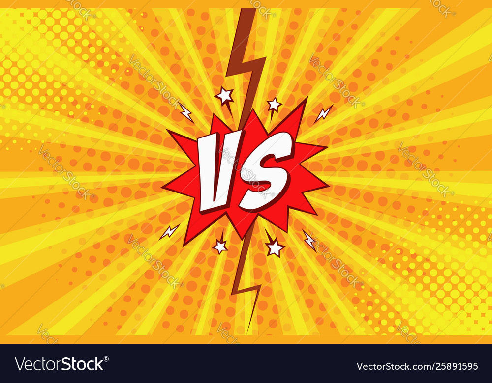 Versus vs pop art comic background with halftone vector image Versus vs pop art comic background with halftone