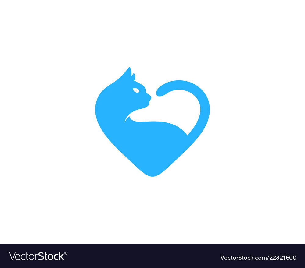 abstract cat icon with heart like animal love symbol, stock vect Stock  Vector