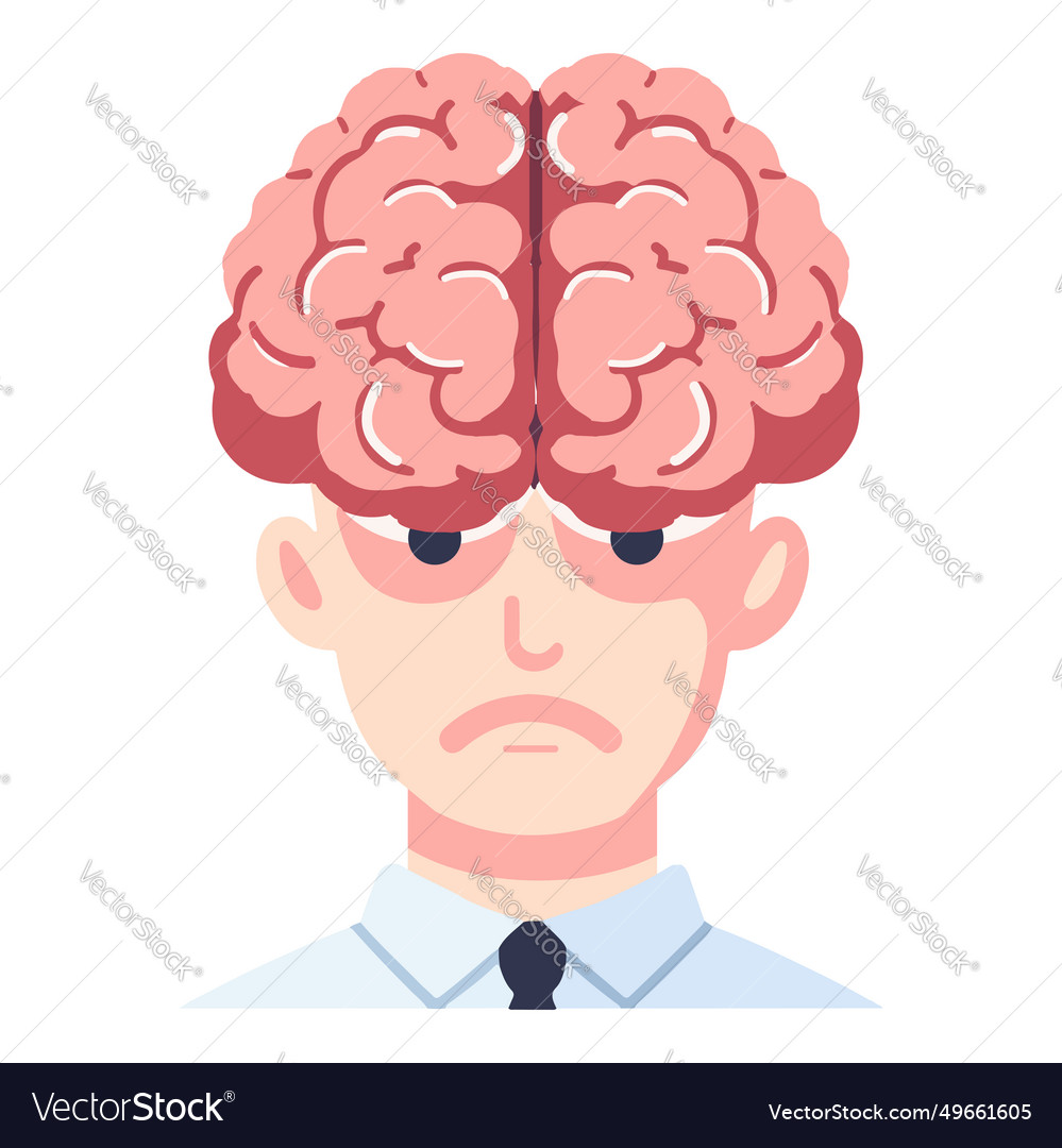 Brain in businessman head Royalty Free Vector Image