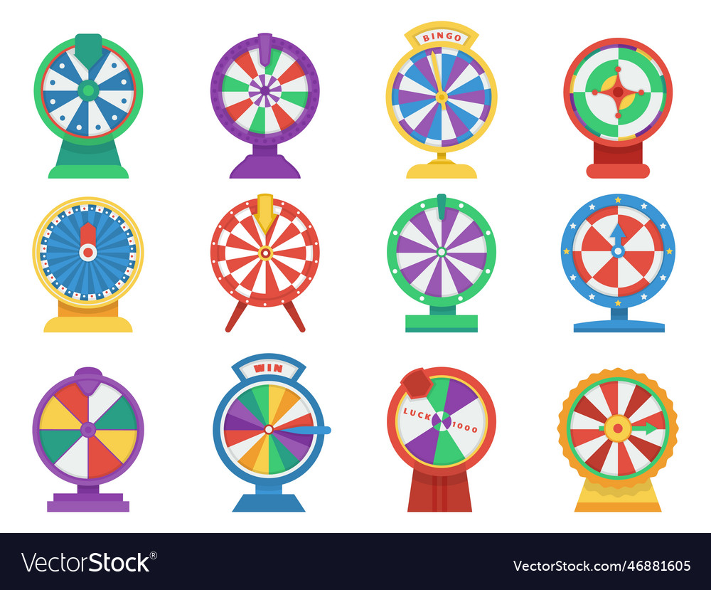 Casino roulette icons flat wheels gaming spin Vector Image