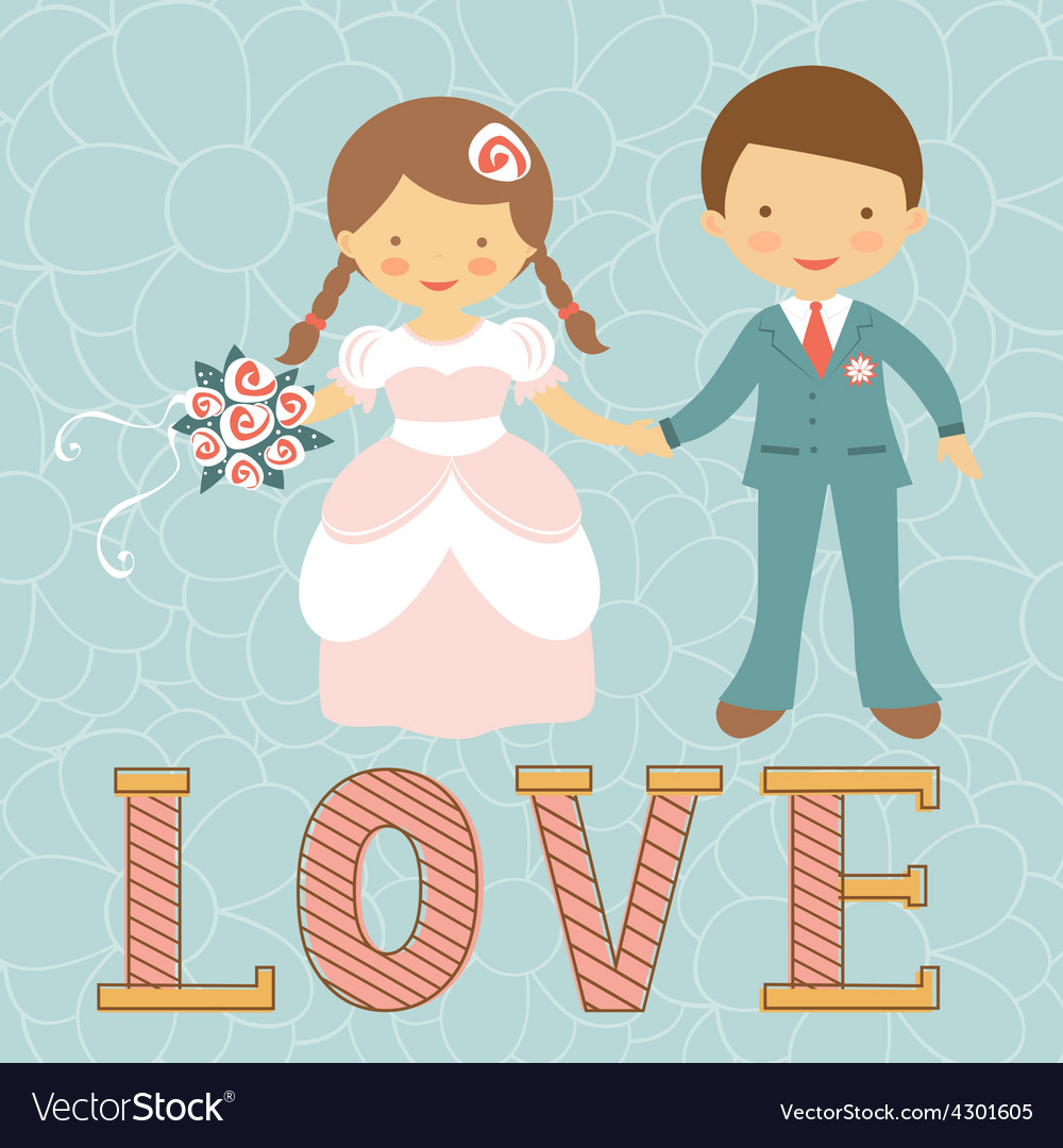 Cute wedding couple vector art