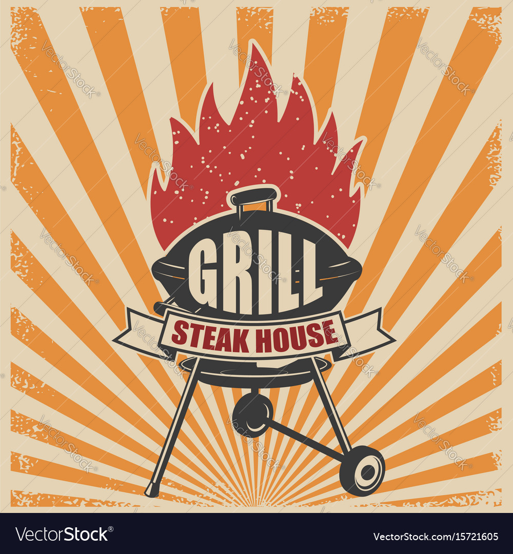 Grill menu fork and kitchen spatula Royalty Free Vector