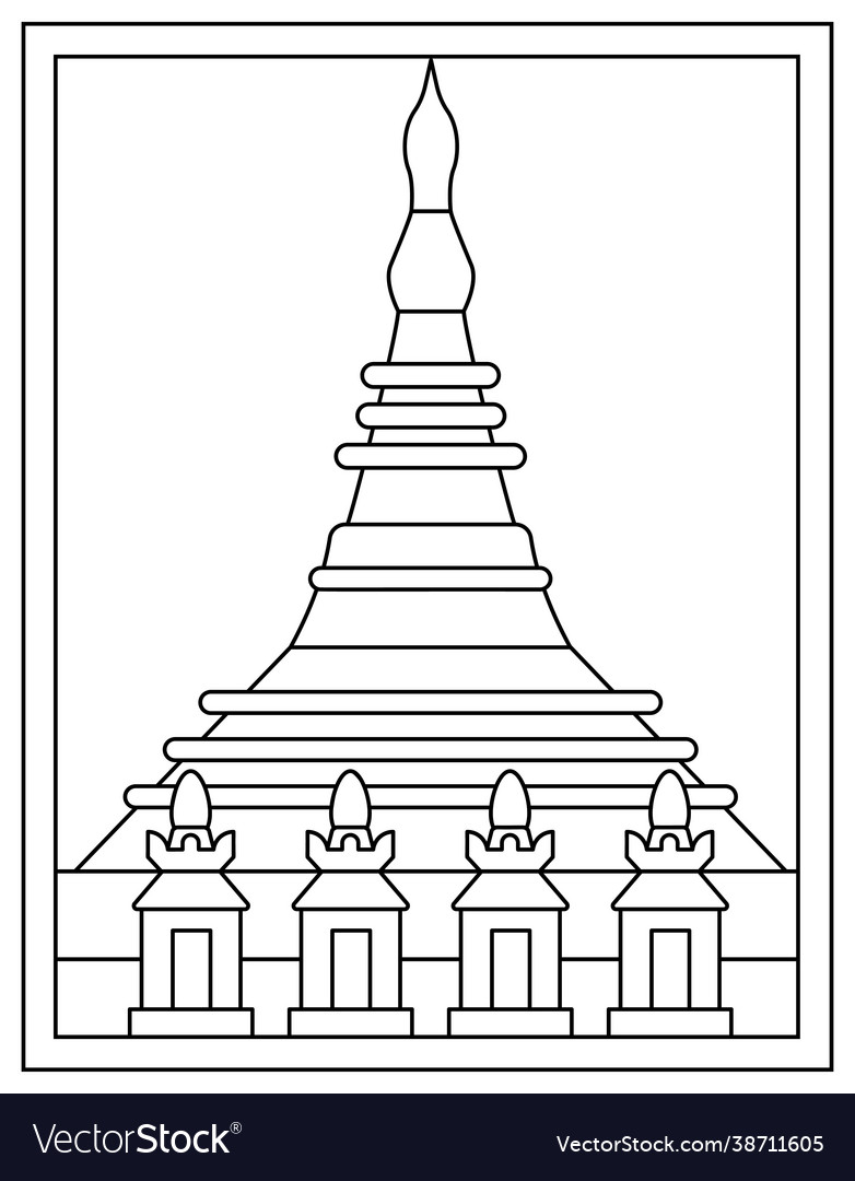 Shwedagon temple Royalty Free Vector Image - VectorStock