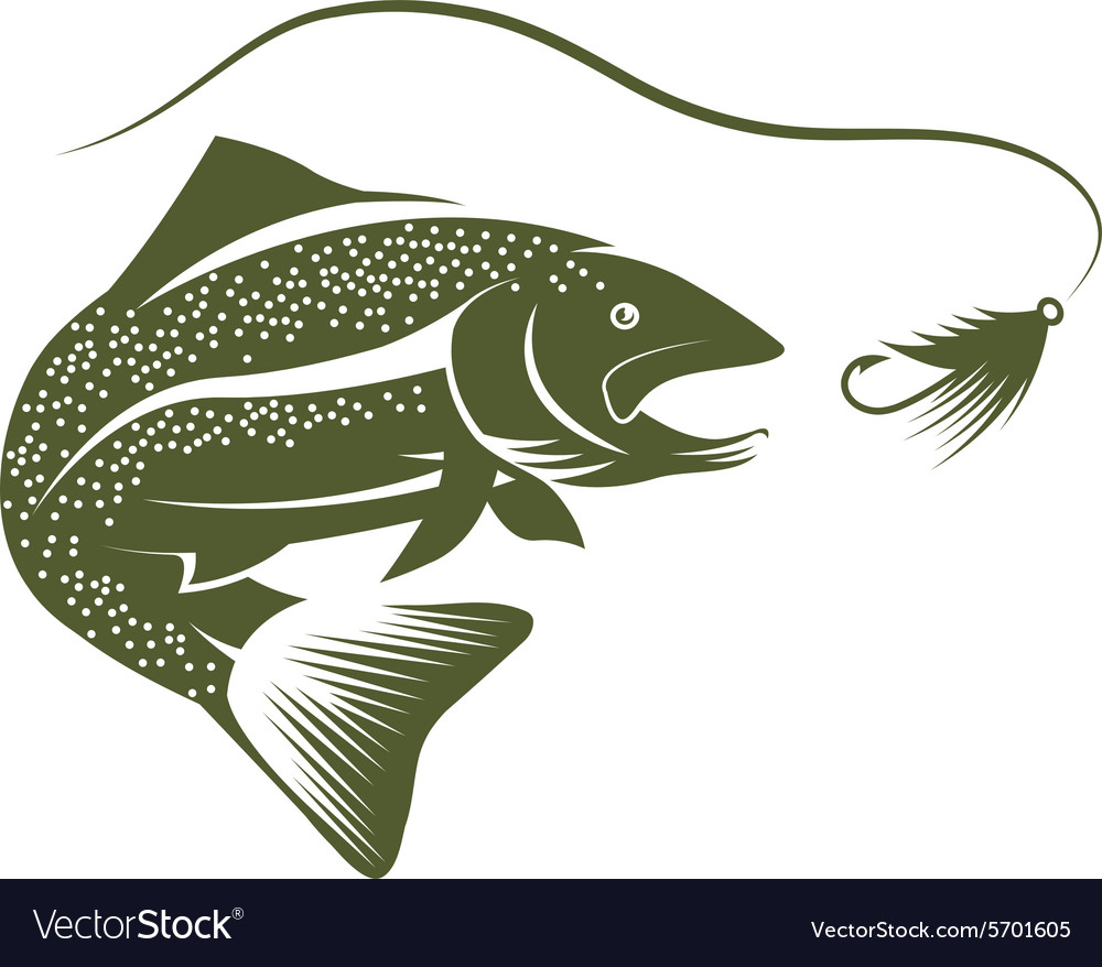 Trout and lure design template Royalty Free Vector Image