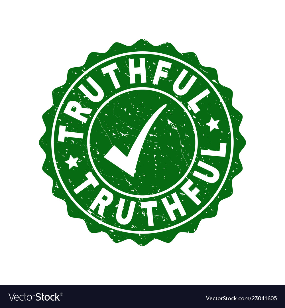 Truthful scratched stamp with tick Royalty Free Vector Image