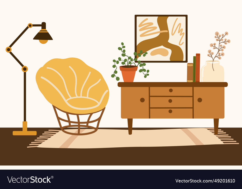 1060 living room Royalty Free Vector Image - VectorStock