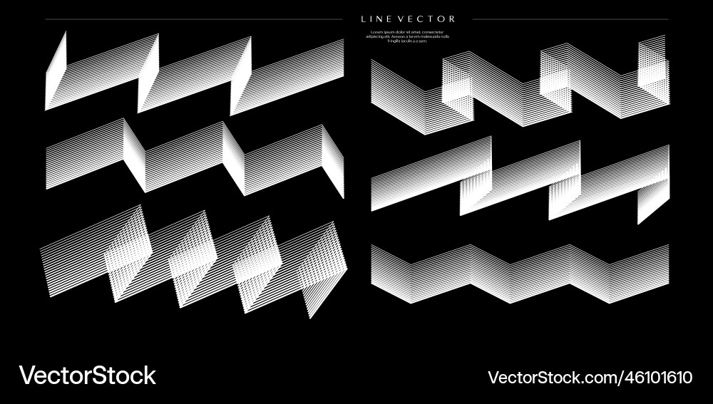 Abstract zig zag wave line design template set Vector Image