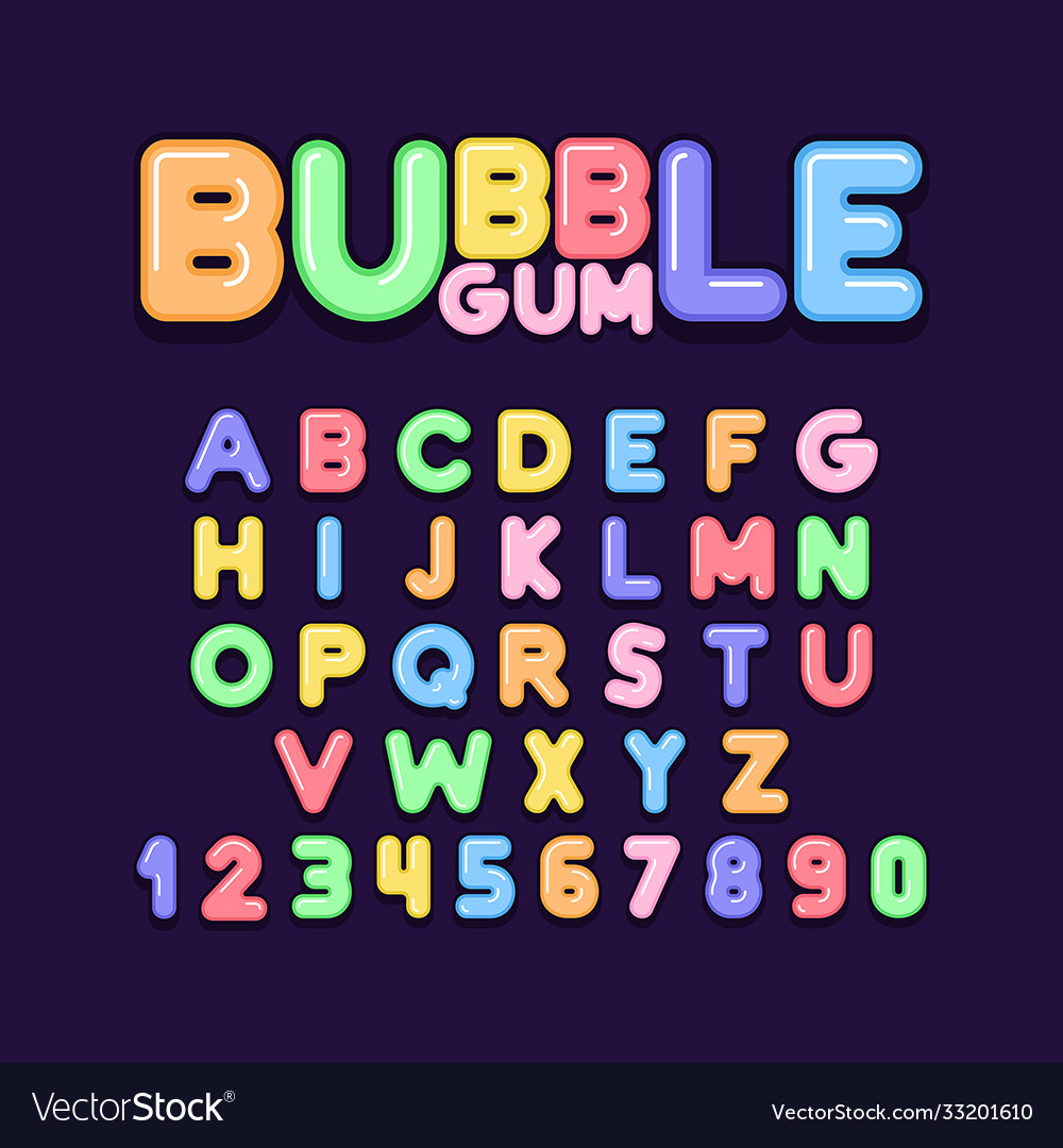 Bubble gum font Royalty Free Vector Image - VectorStock