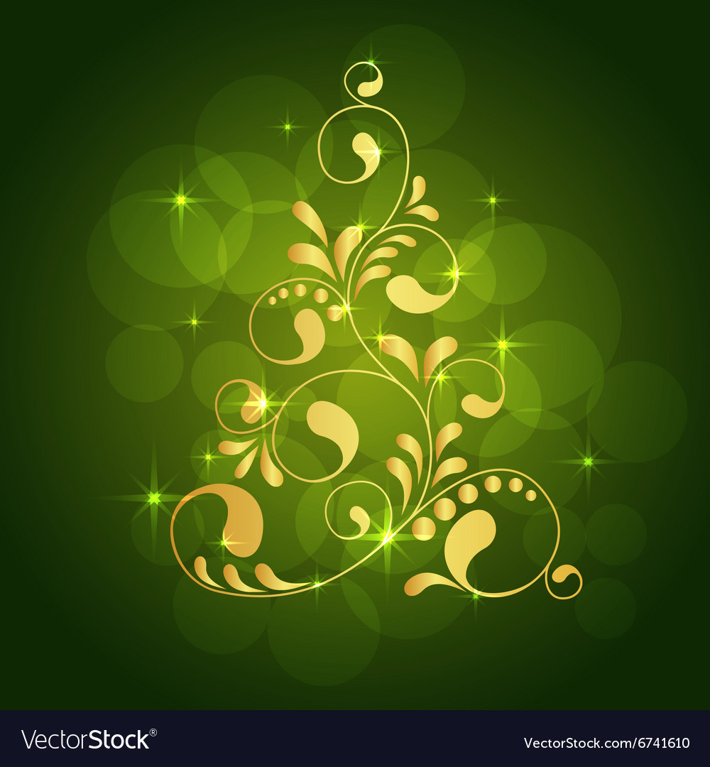 Christmas gold tree Royalty Free Vector Image - VectorStock