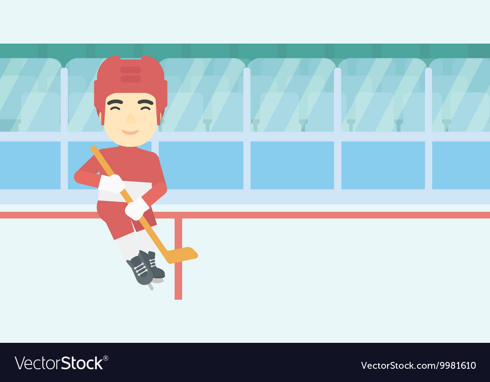 Ice hockey player with stick Royalty Free Vector Image