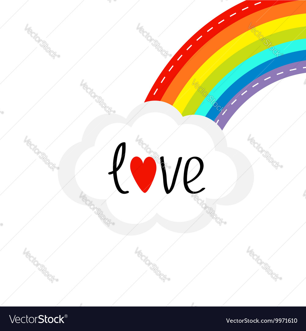 Rainbow on the corner and cloud in the sky dash Vector Image