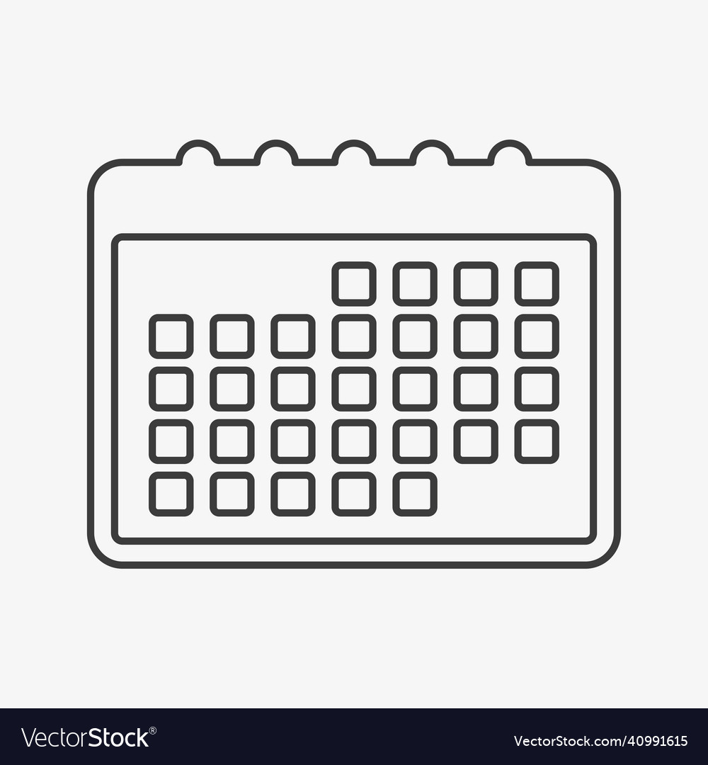 Calendar outline icon on white background Vector Image