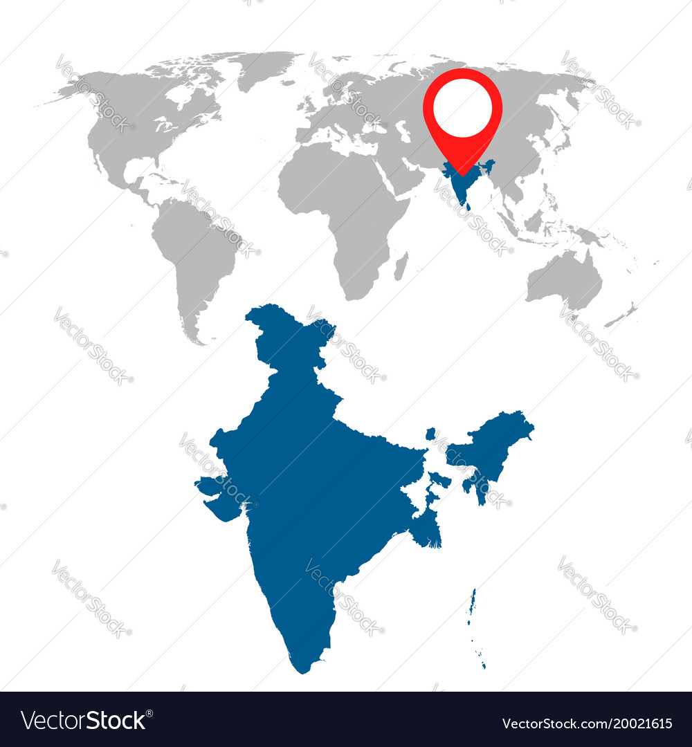 Detailed map india and world map navigation Vector Image