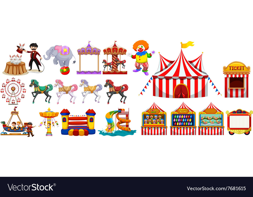 Different objects from the circus Royalty Free Vector Image