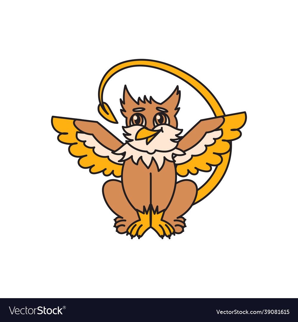 Griffin kid animal cute character Royalty Free Vector Image