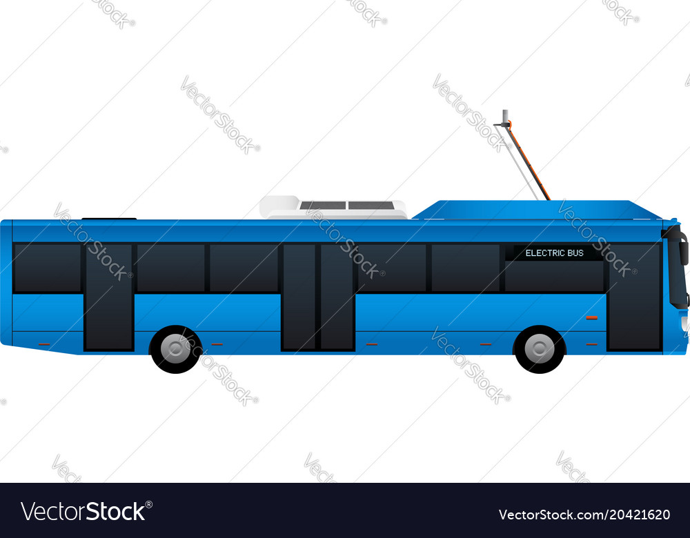 Blue electric bus with pantograph Royalty Free Vector Image