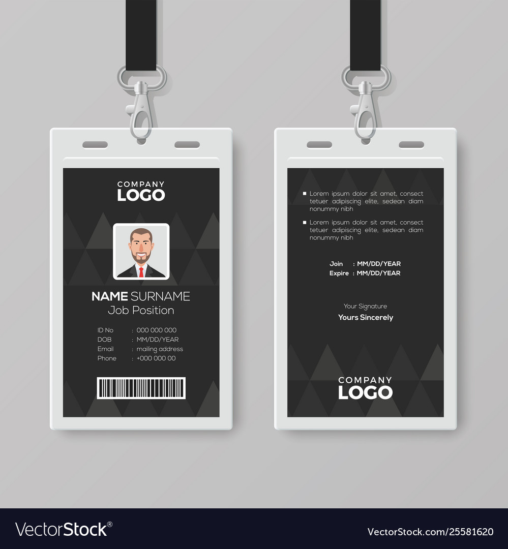 Elegant black id card design template Royalty Free Vector