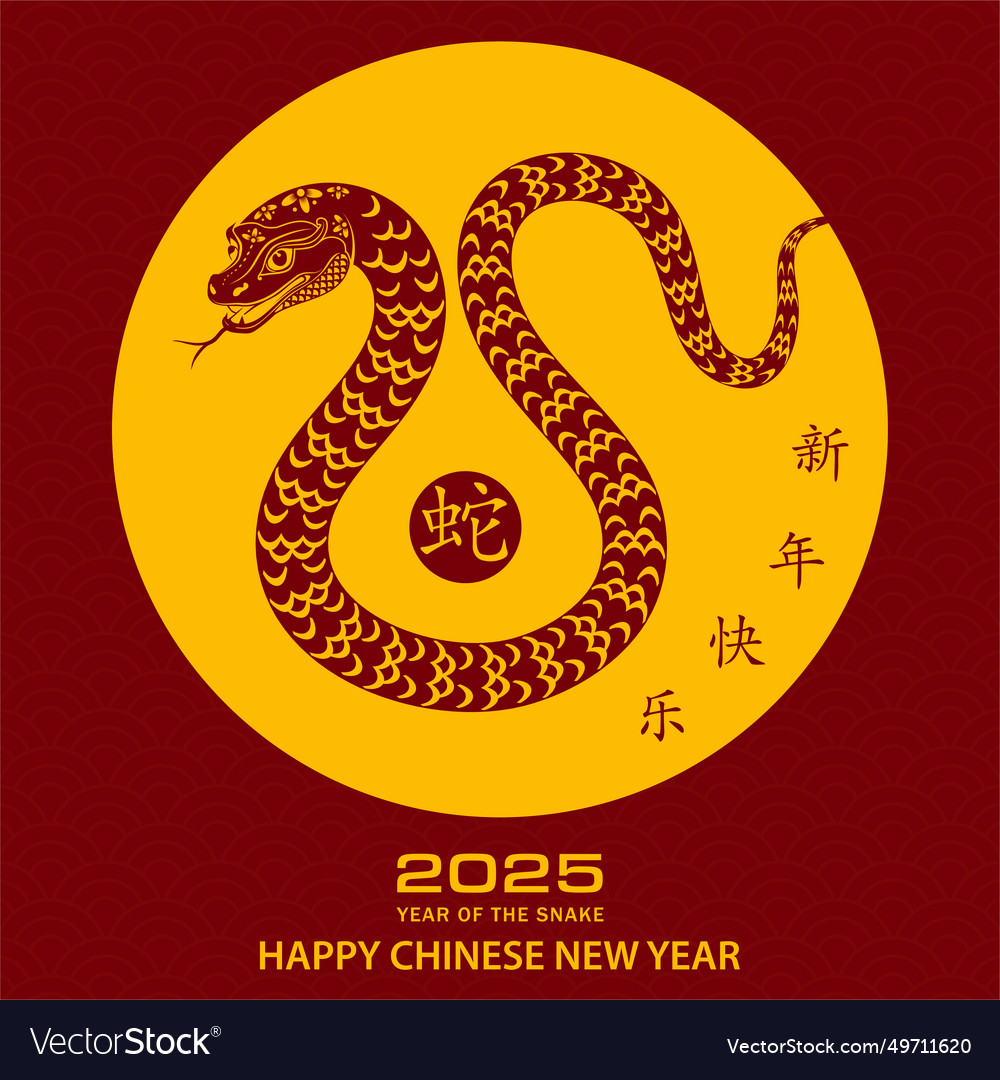 Happy chinese new year 2025 zodiac sign year of Vector Image