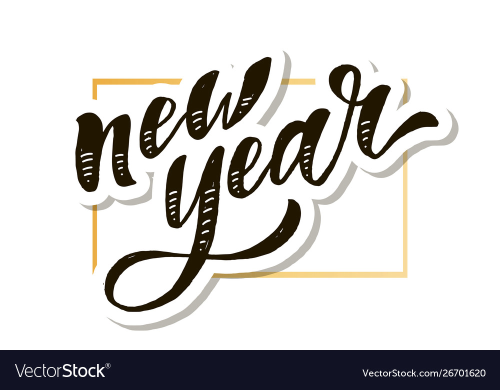 New Year Christmas Lettering Calligraphy Brush Vector Image