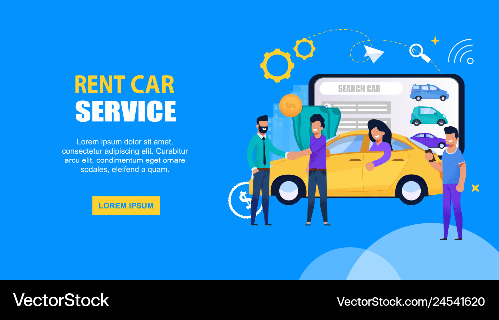 Rent car mobile service horizontal landing page Vector Image