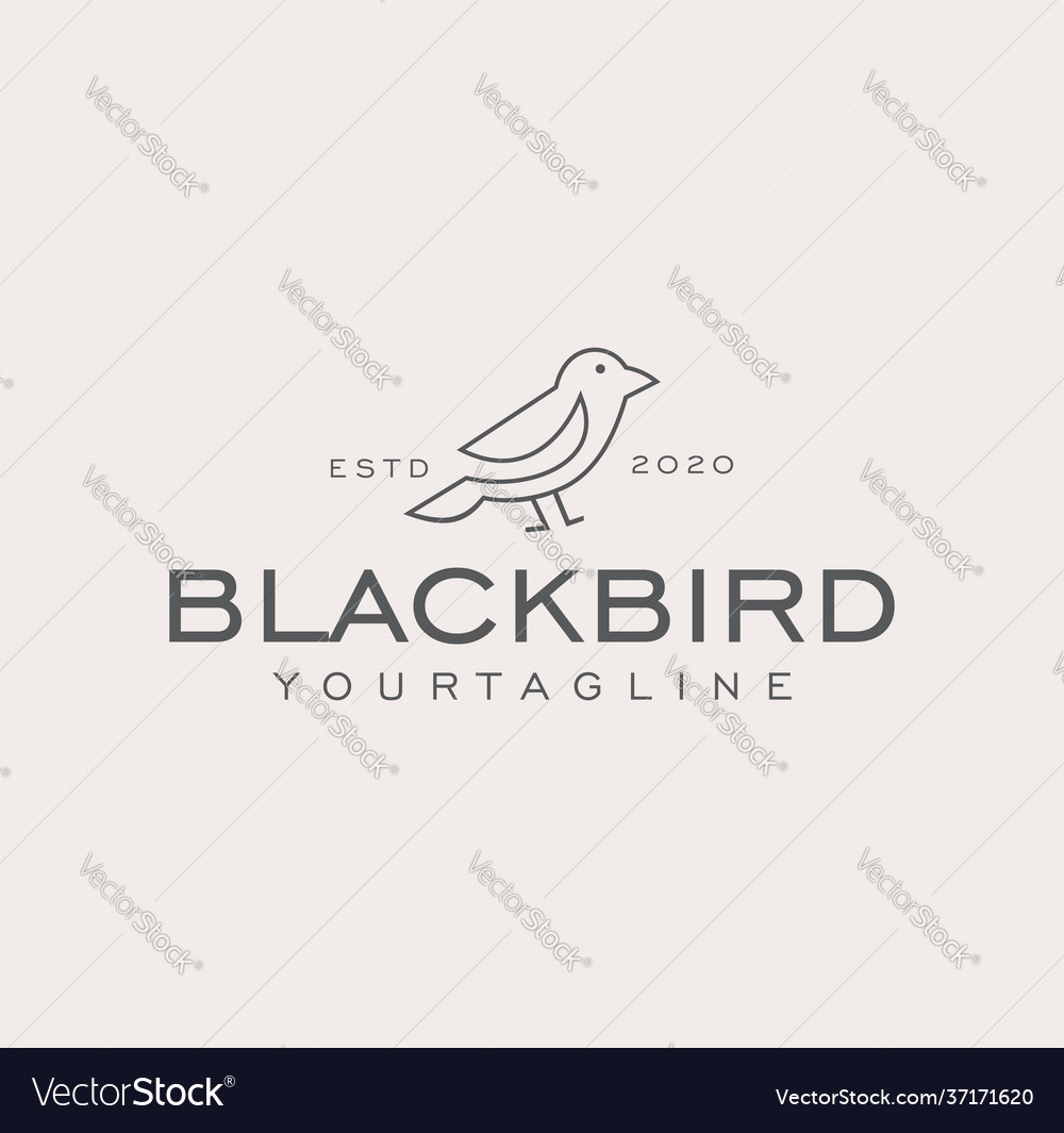 Simple minimalist bird logo line outline Vector Image