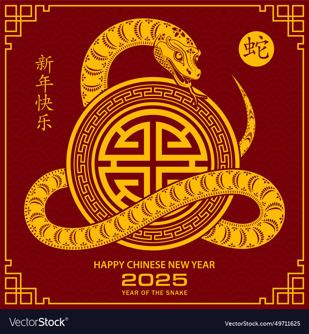 Happy chinese new year 2025 zodiac sign year of Vector Image