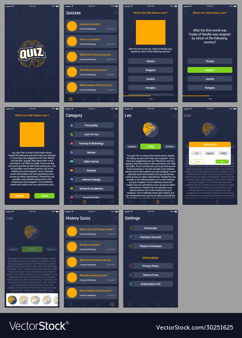 Perguntas Do Questionário E Escolha Do Menu De Teste, Fundo Da Interface Do  Usuário Do Vetor. Trivia Quiz Show Questions And Answers Option Menu With  Bubble Frames Layout For Intelectual Test Game