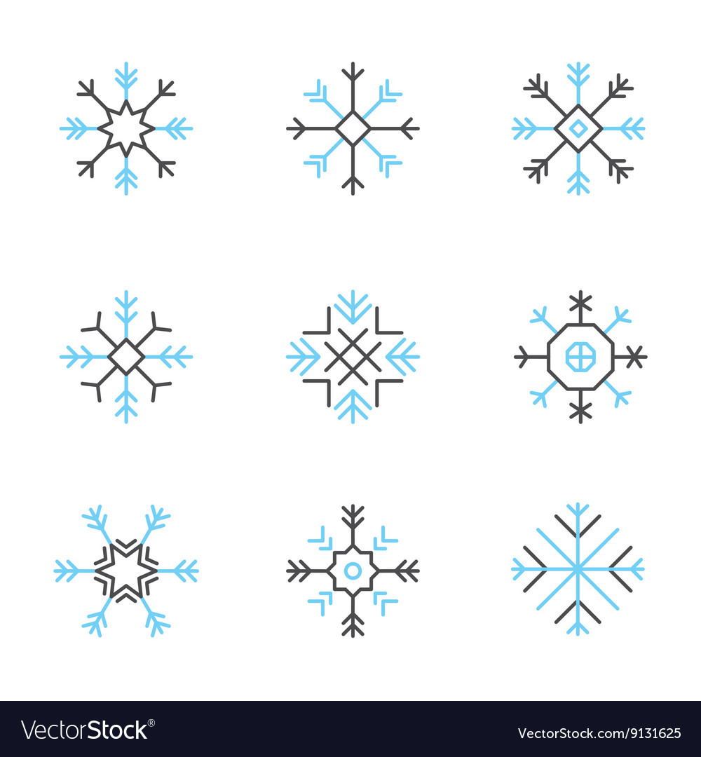 Snowflake icons set variable line Royalty Free Vector Image