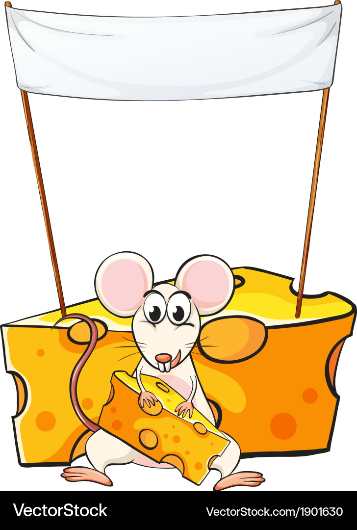 A Mouse Eating Below The Empty Banner Royalty Free Vector