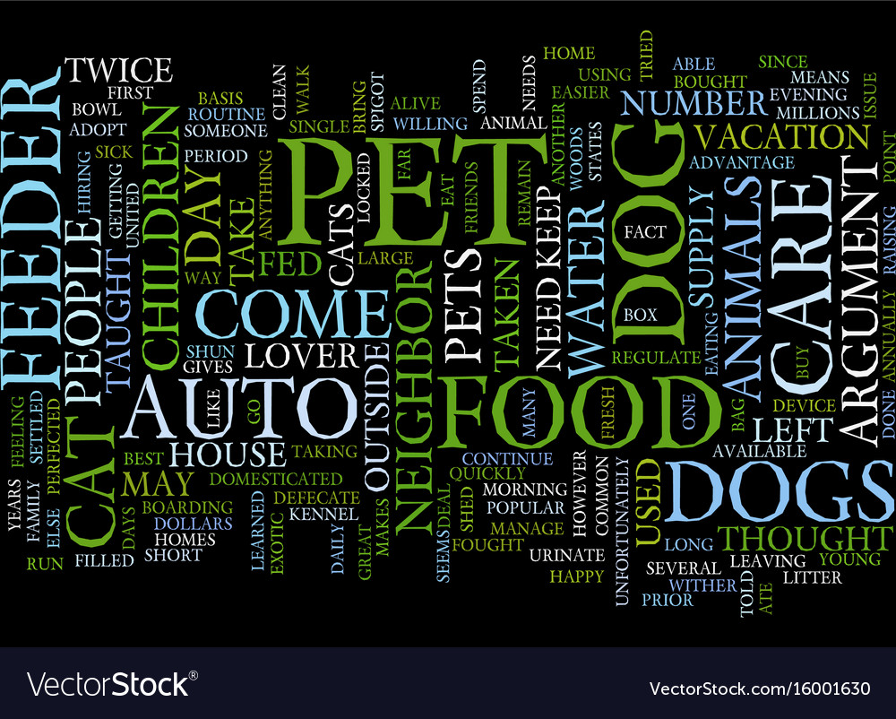 Auto Pet Feeder Text Background Word Cloud Concept