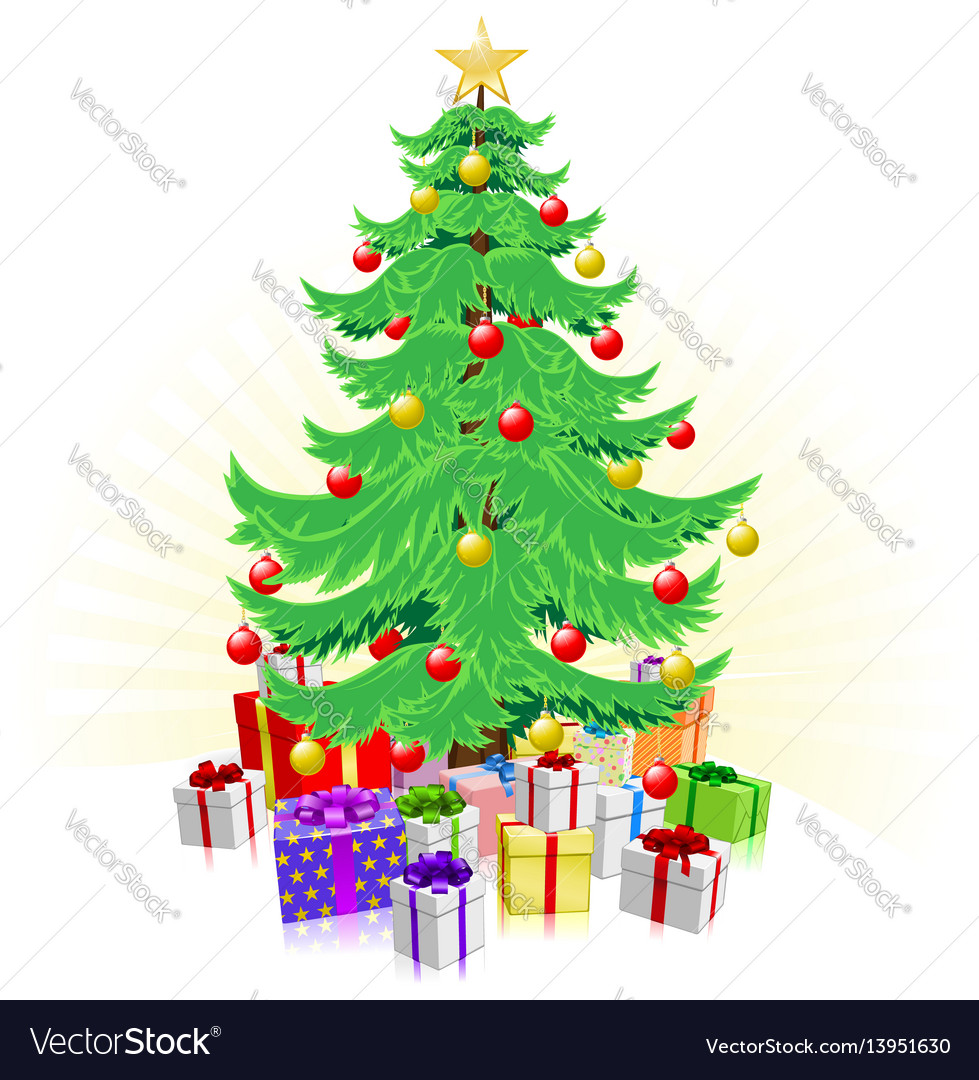 Christmas tree and gifts Royalty Free Vector Image