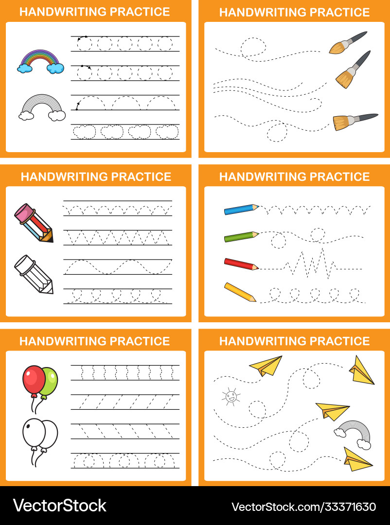 Handwriting practice sheet Royalty Free Vector Image