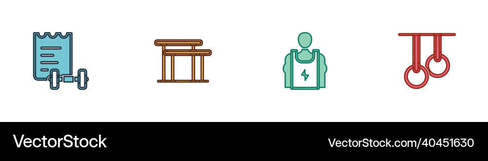 Set sport training program uneven bars Royalty Free Vector