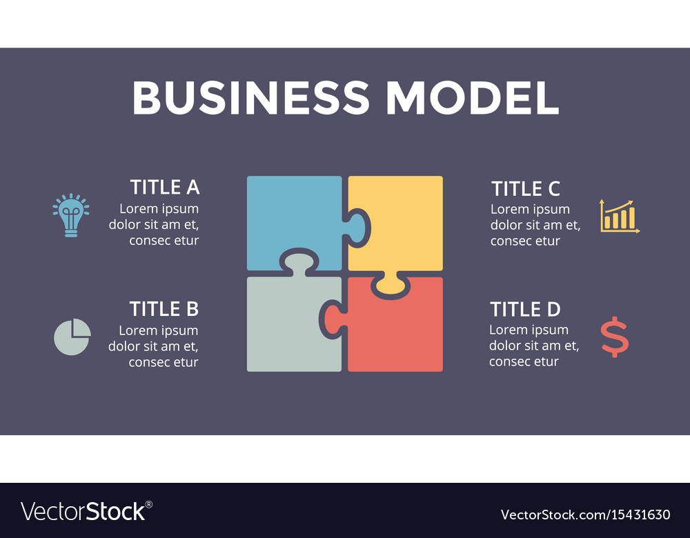 Square puzzle infographic cycle diagram Royalty Free Vector