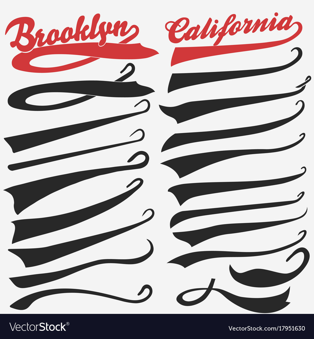 Swooshes set for athletic typography Royalty Free Vector