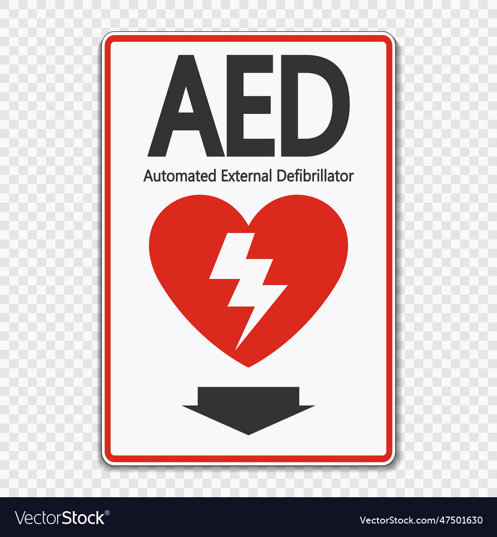 Symbol aed sign label on transparent background Vector Image