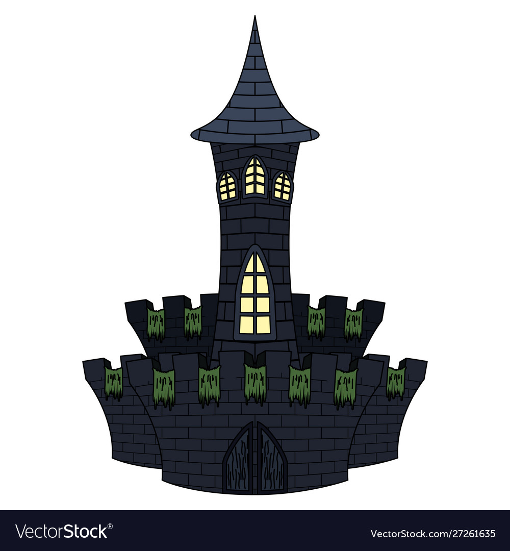 Dark castle building halloween icon Royalty Free Vector