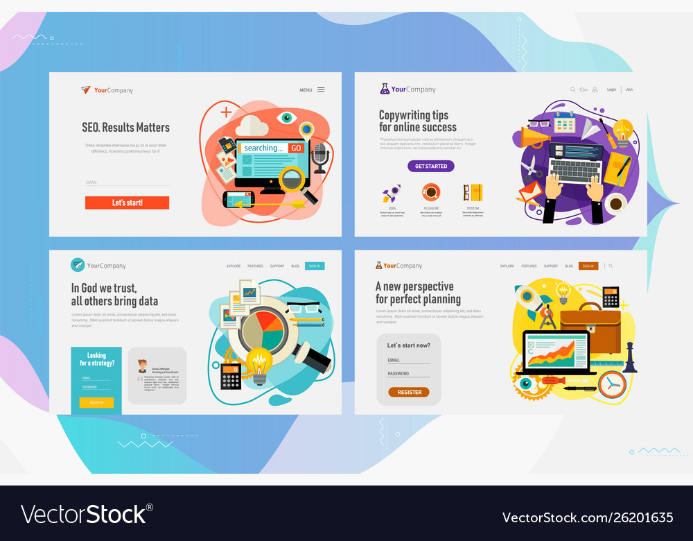 One page website kit for business consulting Vector Image