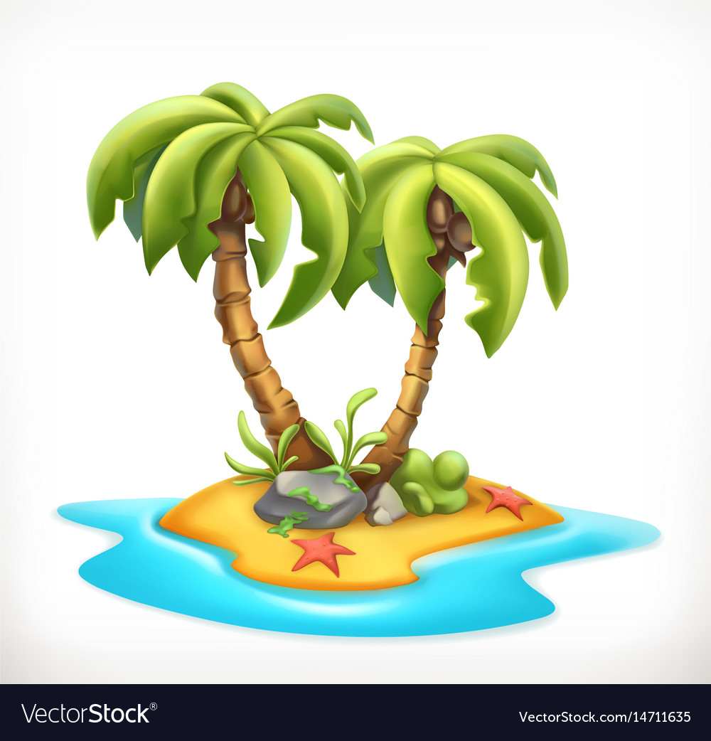 Tropical island 3d icon Royalty Free Vector Image