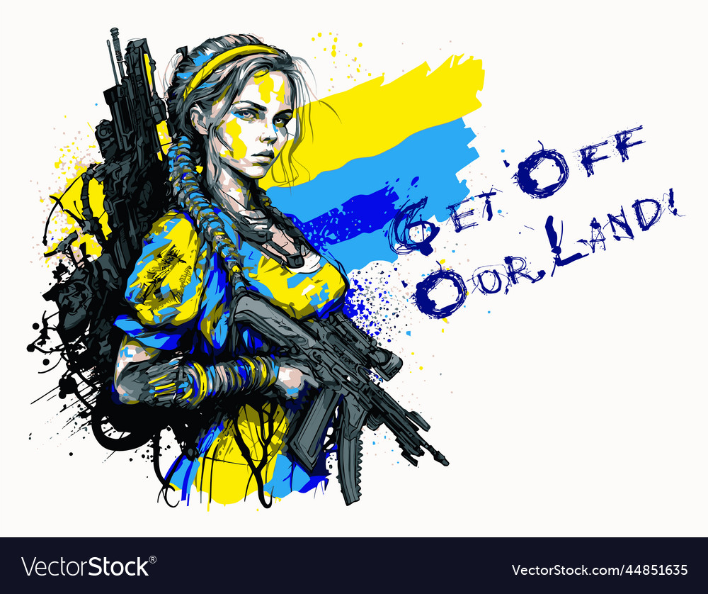 Ukrainian girl soldier defender stop the war vector image