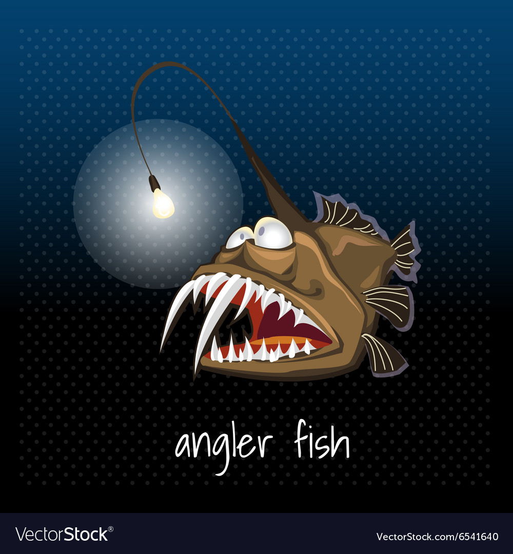 Download Angler fish with a lantern monkfish sea devil Vector Image