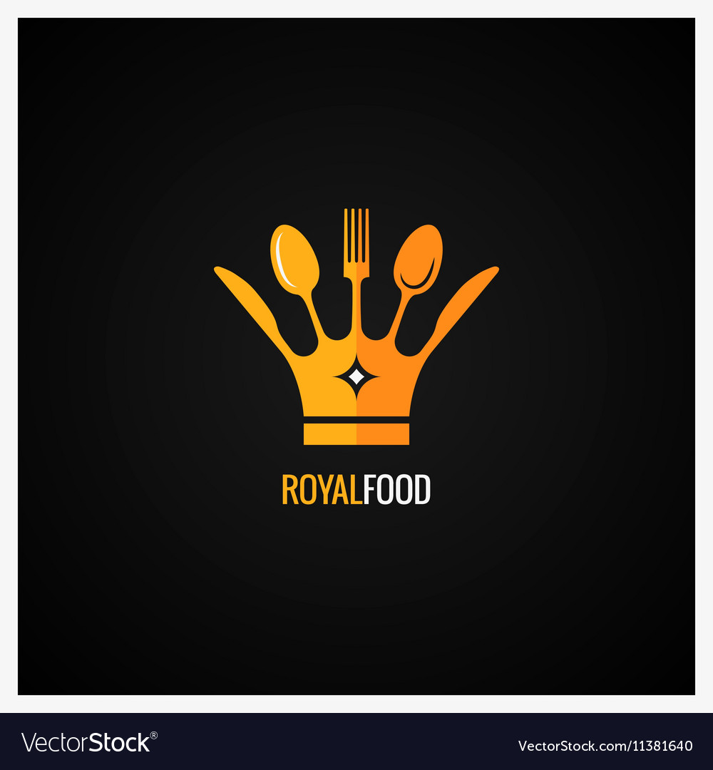 Food Logo Fork And Knife Crown Background Vector Image