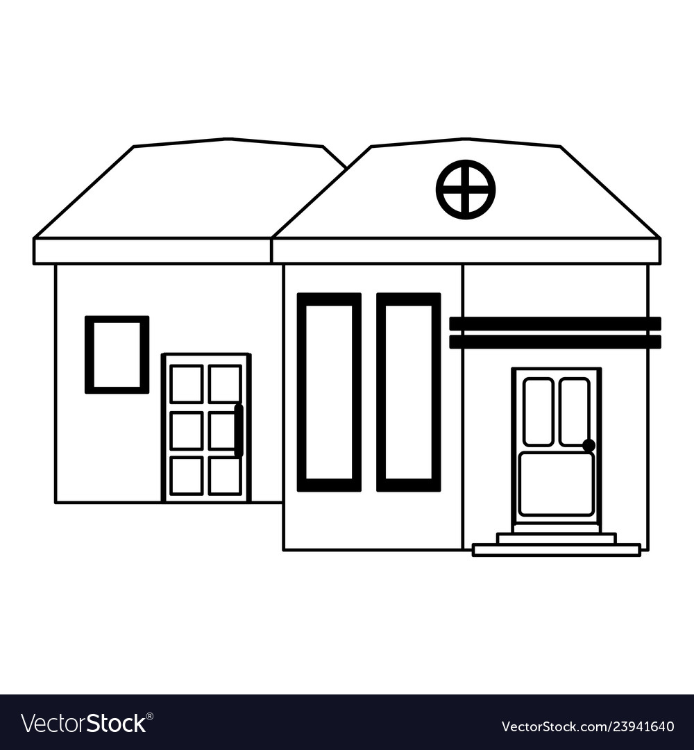 House real estate cartoon isolated black and white