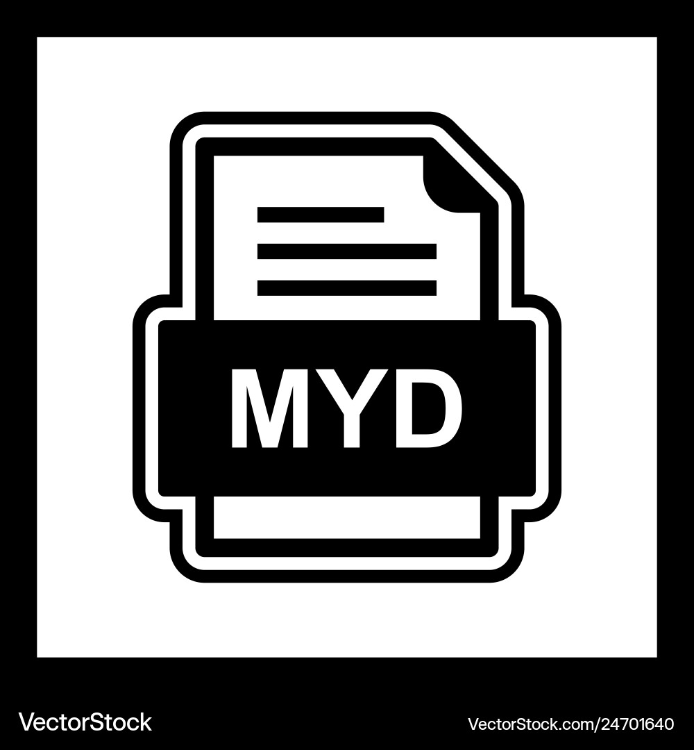Myd file document icon Royalty Free Vector Image