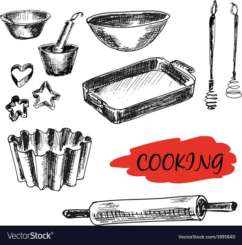 Set kitchen utensils all baking Royalty Free Vector Image