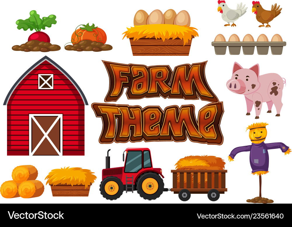 Set of farm element Royalty Free Vector Image - VectorStock