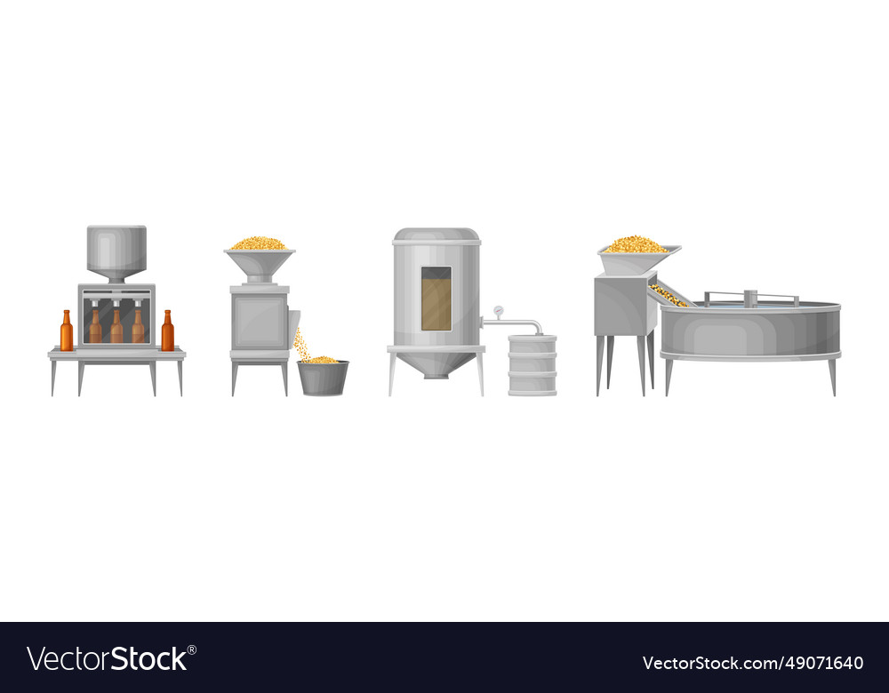 Stages of beer production with brewing Royalty Free Vector