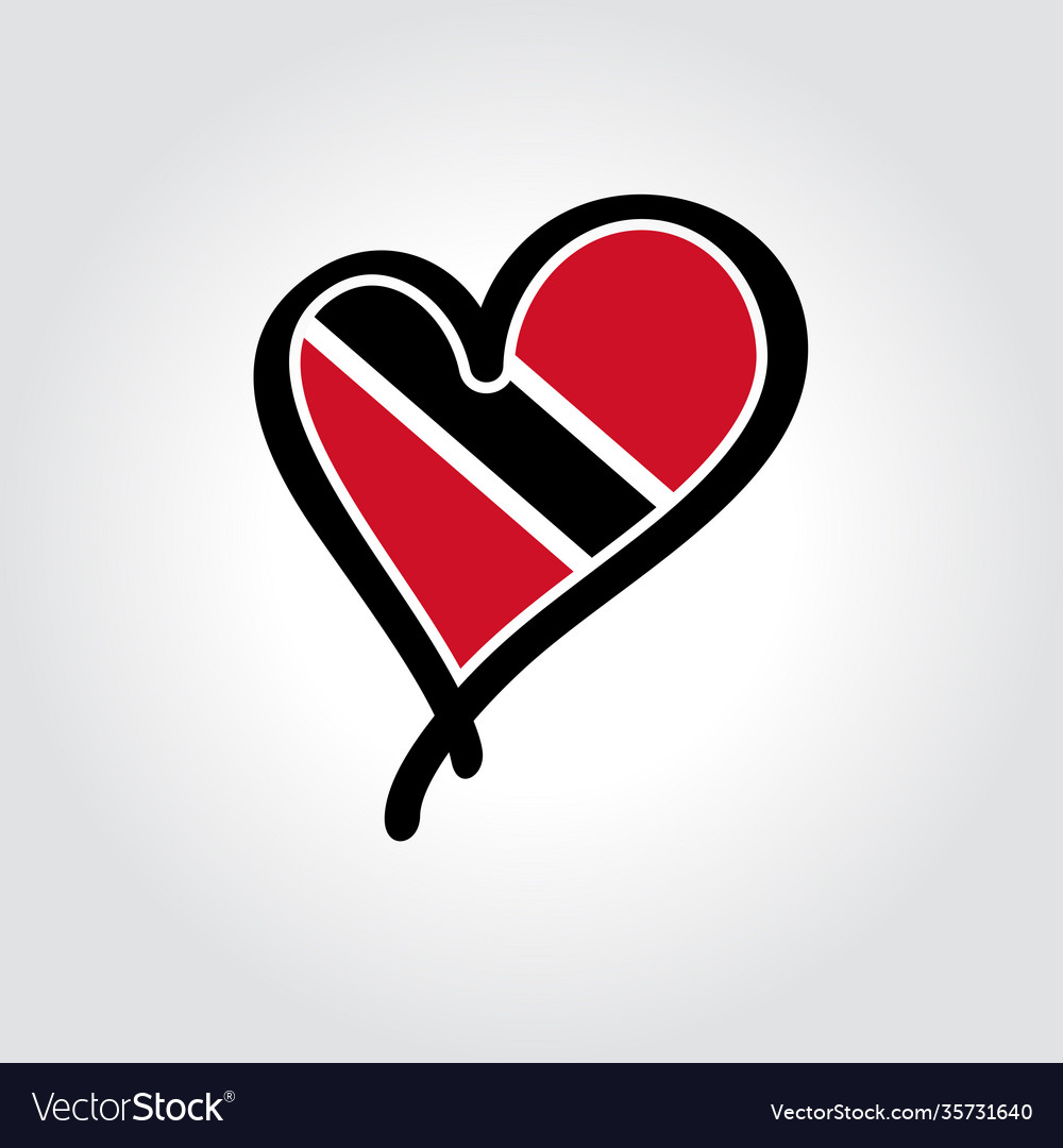 Trinidad And Tobago Flag Heart Shaped Hand Drawn Vector Image 2653