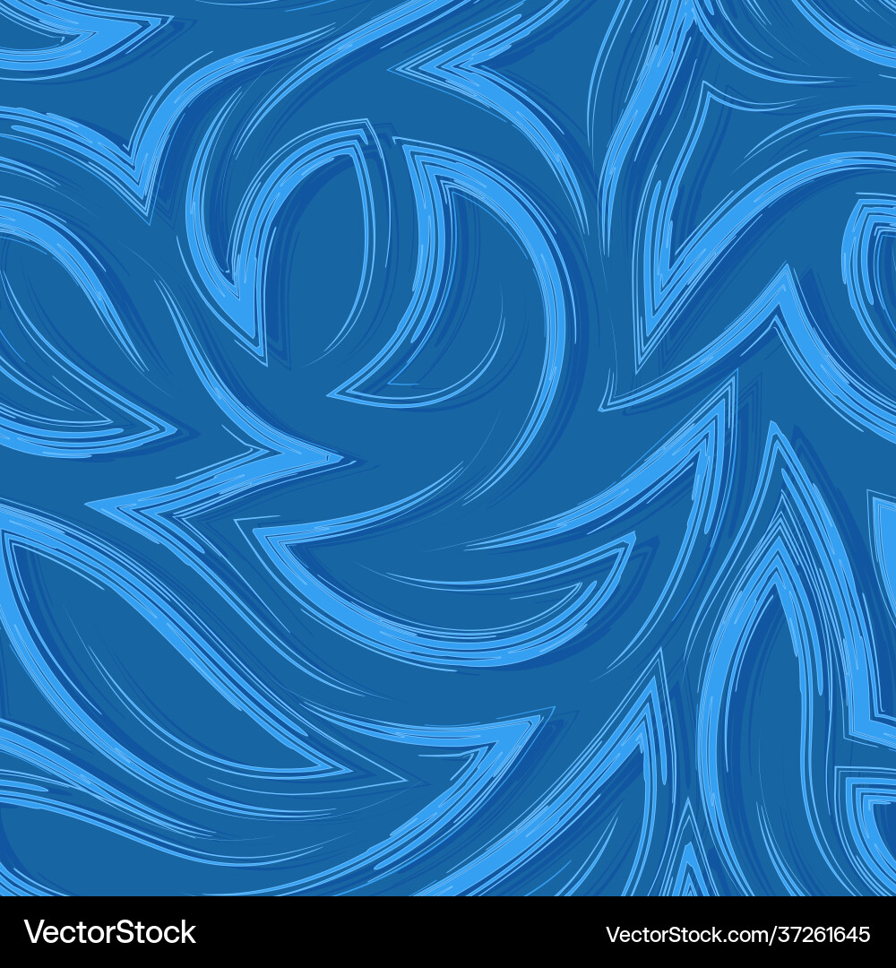 Blue seamless pattern flowing brush Royalty Free Vector