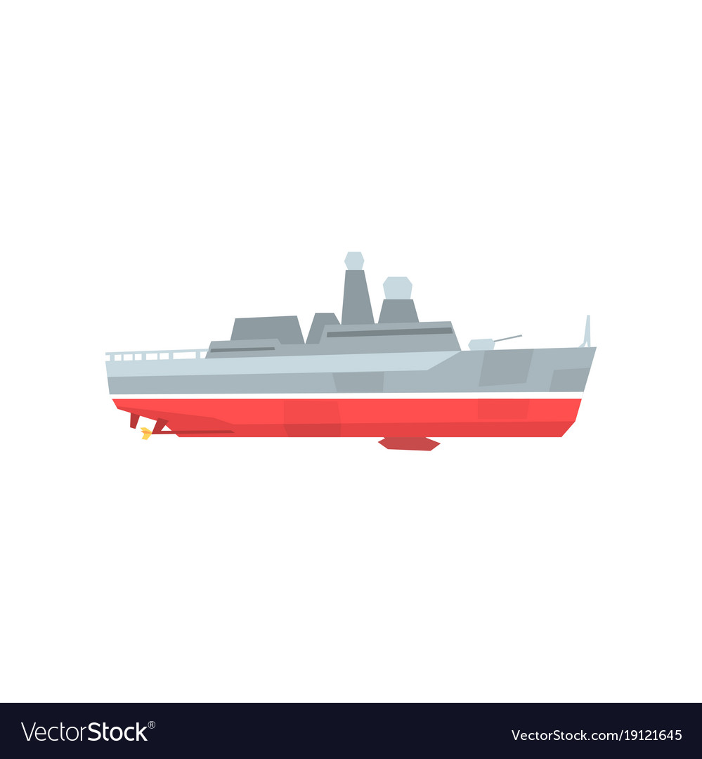 Cartoon military tanker navy warship with radars Vector Image